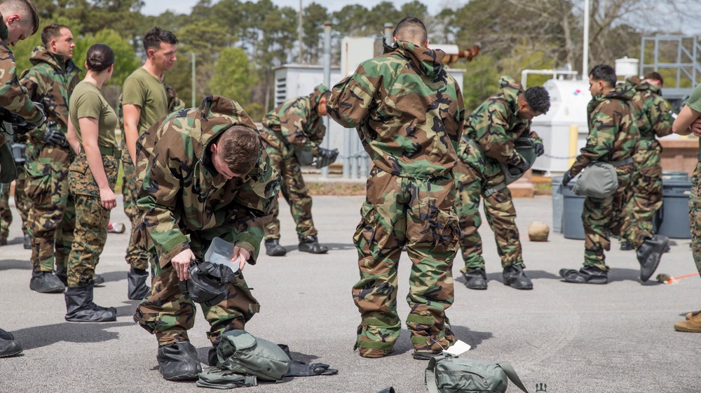 VMA-542 Marines Participate In A Decontamination Drill