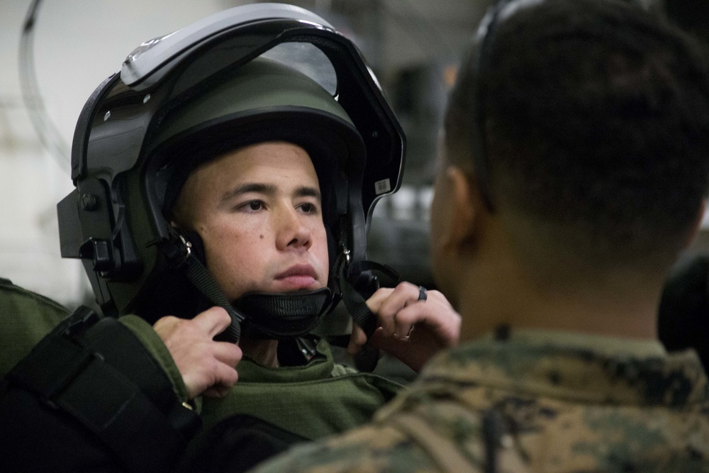 31st MEU EOD technicians practice IED sweep