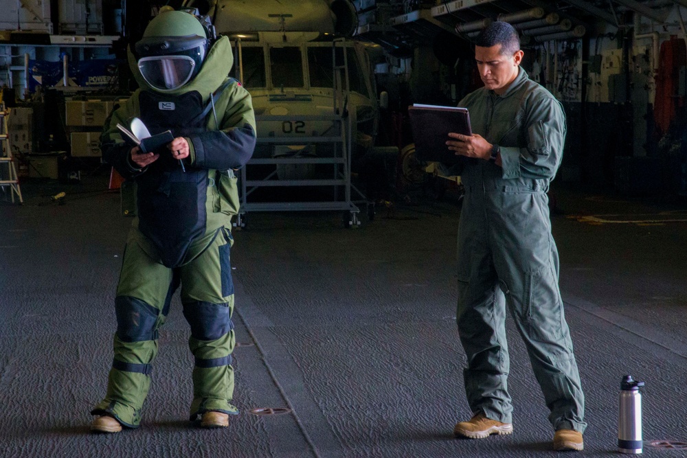 31st MEU EOD technicians practice IED sweep