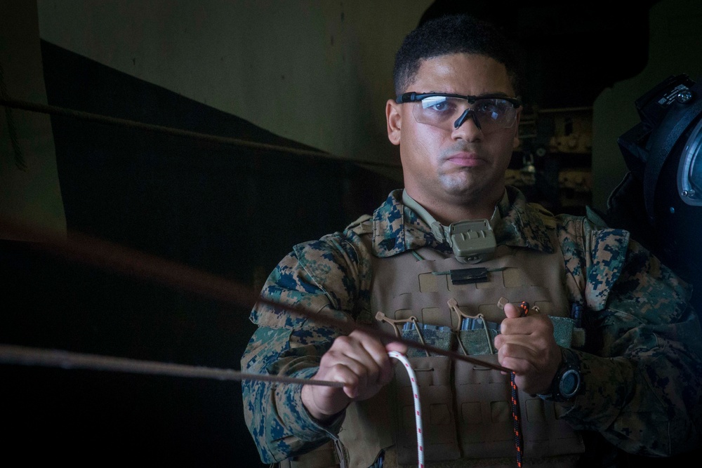 31st MEU EOD technicians practice IED sweep