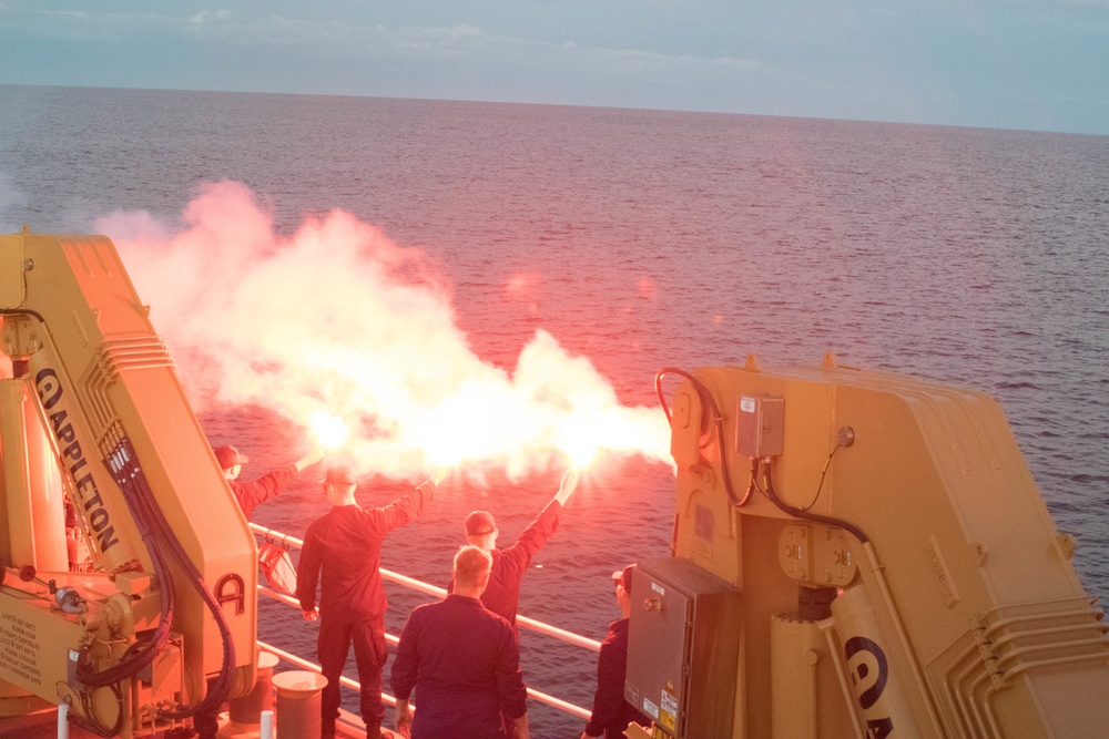 Coast Guard Cutter Munro crews conduct flare training