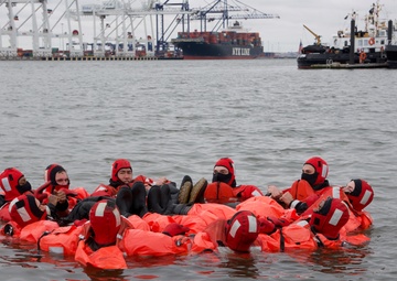 Coast Guard crewmembers train for emergency situations in Bayonne, New Jersey