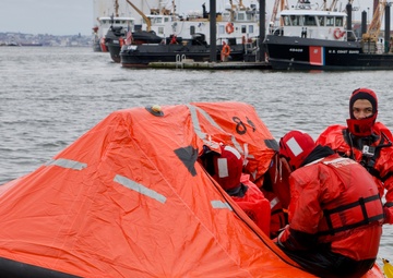 Coast Guard crewmembers train for emergency situations in Bayonne, New Jersey