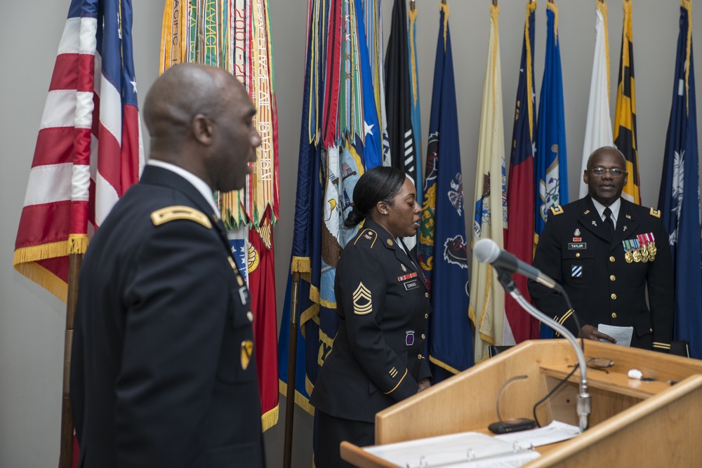 Promotion Ceremony for U.S. Army Sgt. 1st Class Yvette D. Edmonds to Master Sgt.