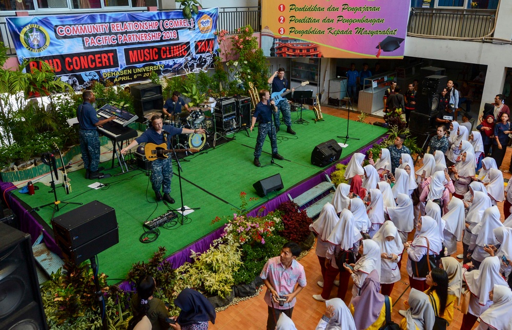 U.S. Pacific Fleet Band plays at a nursing school in Bengkulu, Indonesia.