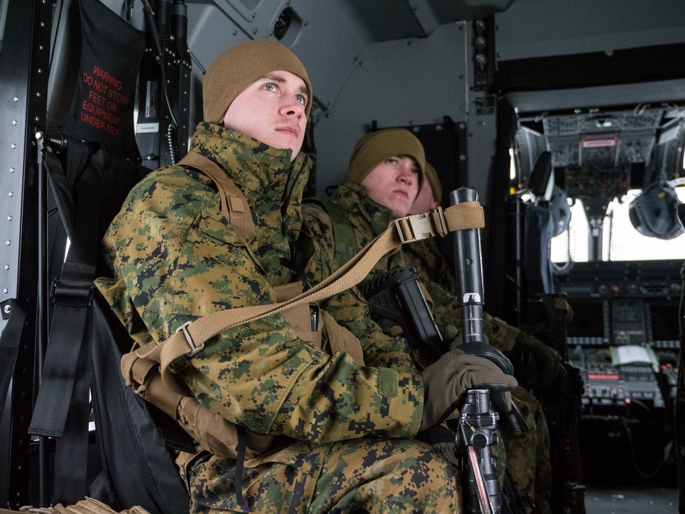 Marines conduct Air Assault training in Exercise Winter Sun 18