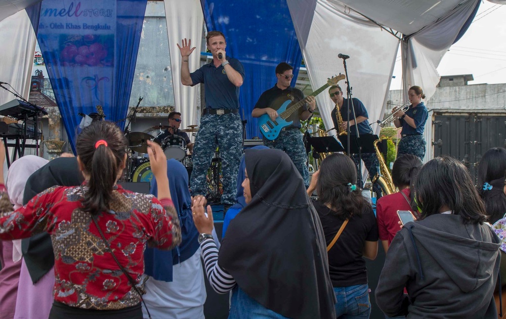 U.S. Pacific Fleet Band performs during Pacific Partnership 2018.