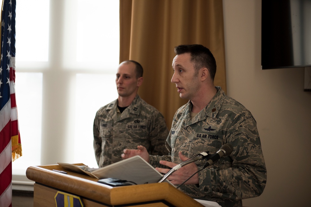 Maj. Joshua P. L. Bender assumes command of the 914th Communication Squadron