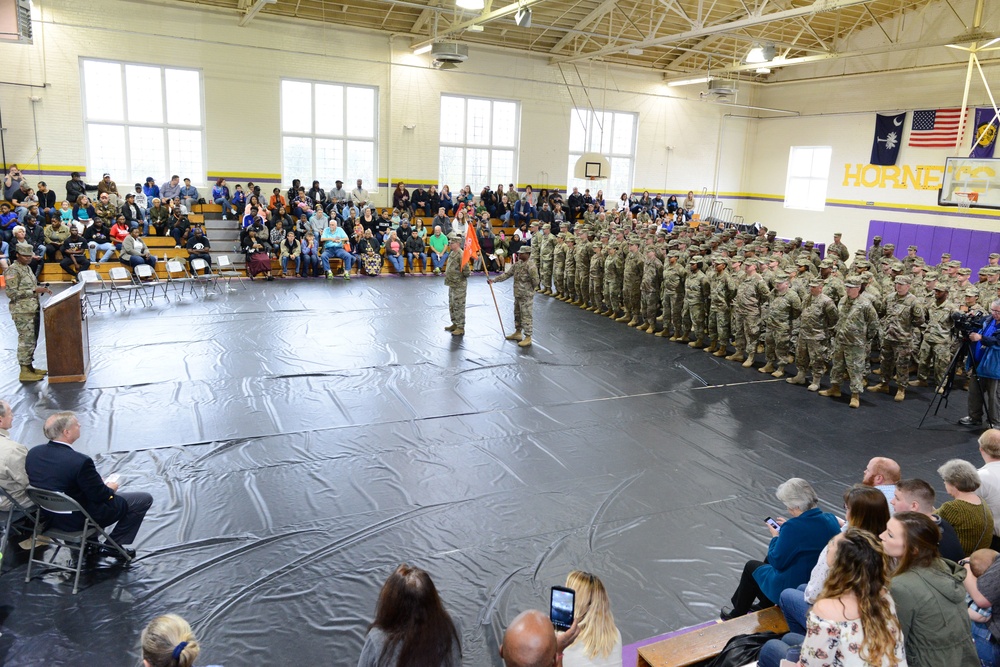 Bravo Company, 151st Expeditionary Signal Battalion deployment ceremony 