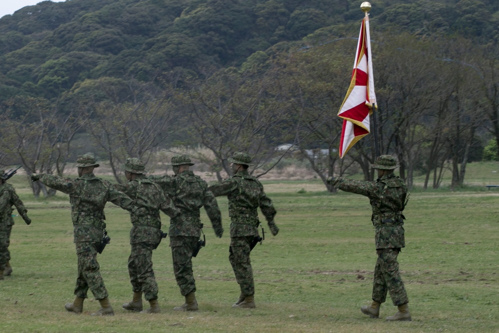 BLT 1/1 Marines work alongside JGSDF during Japanese Amphibious Rapid Deployment Brigade’s unit-activation ceremony