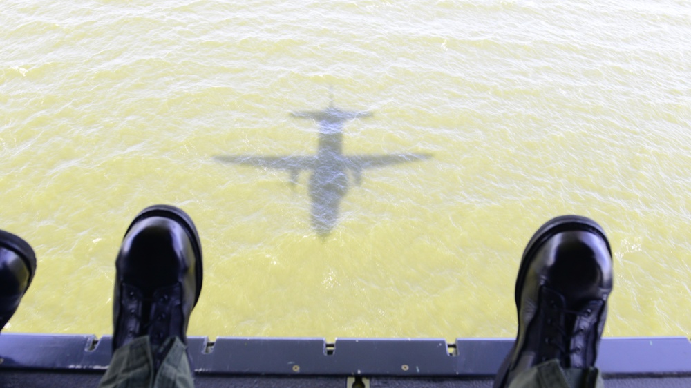 Coast Guard Ocean Sentry flies over Gulf of Mexico