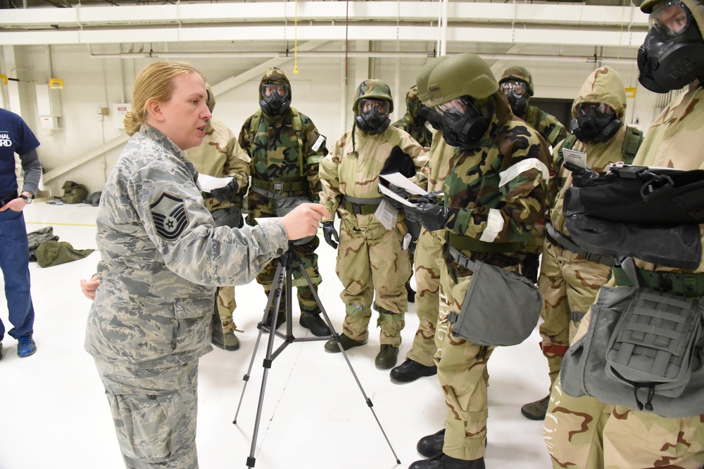 119th Wing members conduct CBRNE training during April unit training assembly