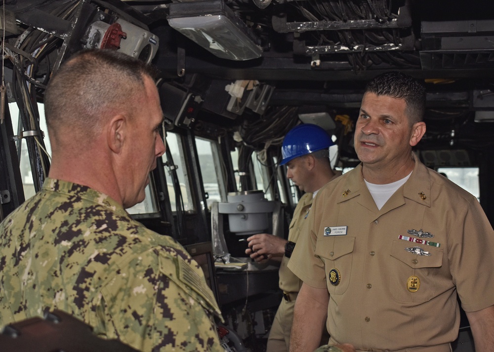 Force Master Chief James W. Osborne visits USS Blue Ridge