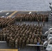 The 31st MEU holds formation aboard the USS Wasp