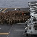 The 31st MEU holds formation aboard the USS Wasp