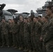 The 31st MEU holds formation aboard the USS Wasp