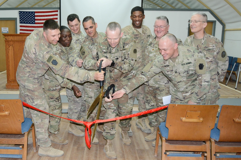 Religious affairs leaders celebrate Zone 6 Chapel renovation with ribbon-cutting ceremony