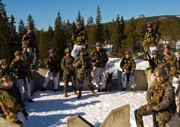 Marines, Norwegian soldiers conduct integrated close quarters combat training
