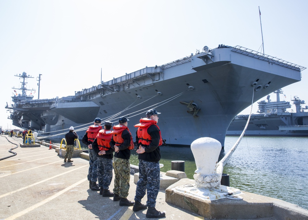 USS Harry S. Truman (CVN 75) and German frigate FGS Hessen (F 221) Depart Naval Station Norfolk
