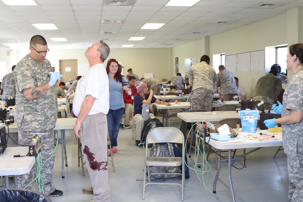 Civilian role players gear up for evacuation exercise