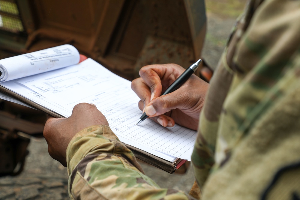 Soldier checking PMCS list