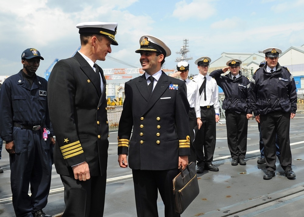 U.S. Navy welcomes British Royal Navy HMS Sutherland as she arrives in Yokosuka, Japan.