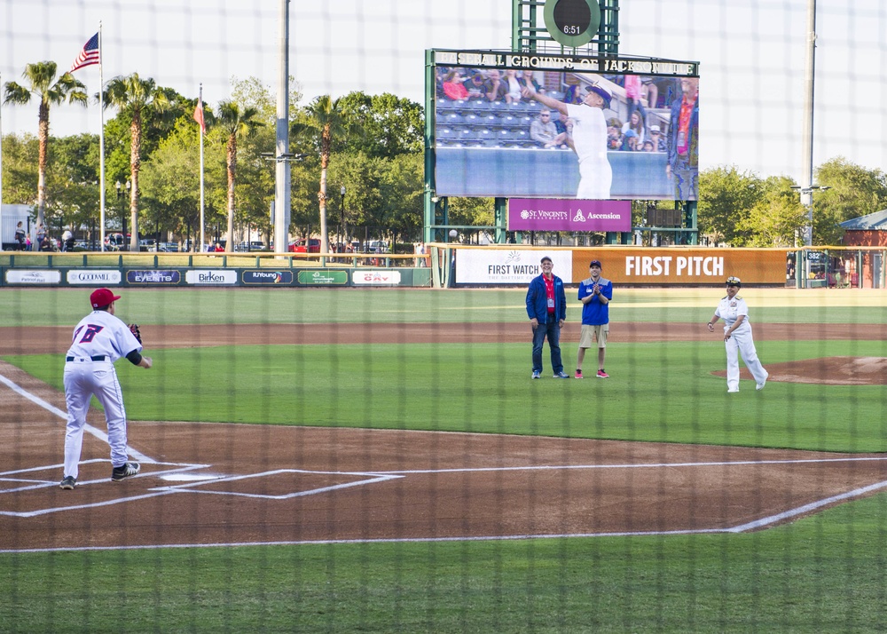 Navy participates in Jax Jumbo Shrimp opening game