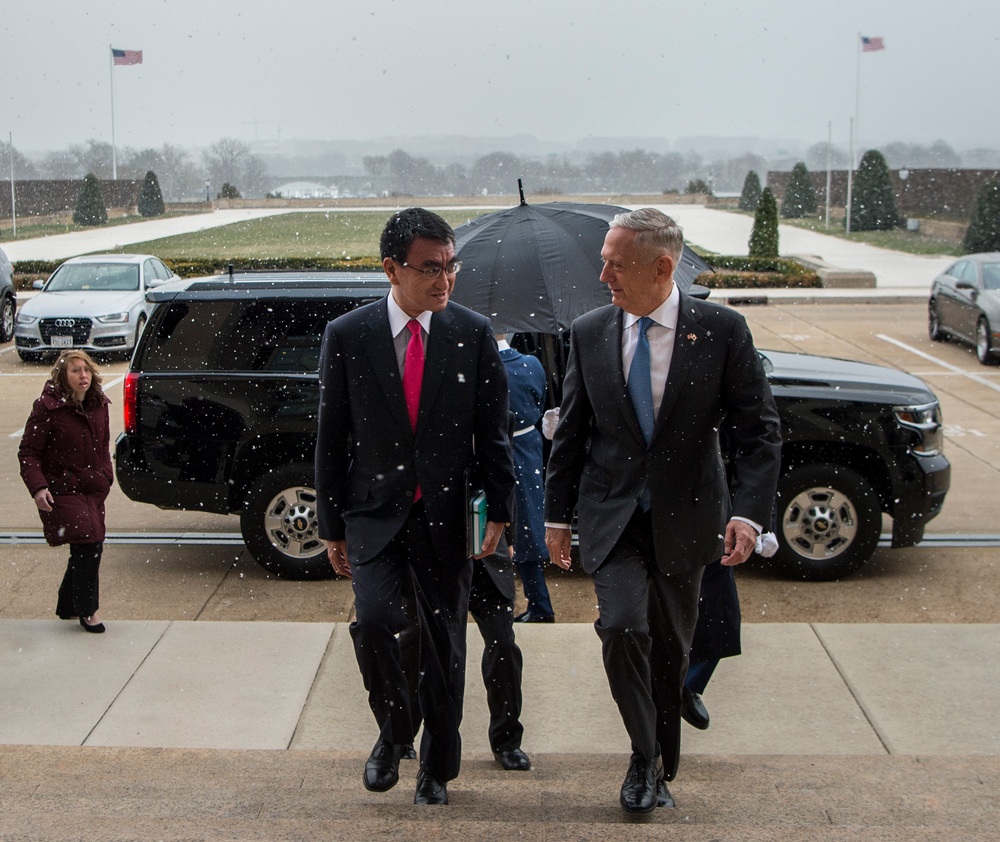 Defense Secretary James N. Mattis meets with Japanese Foreign Minister Taro Kono