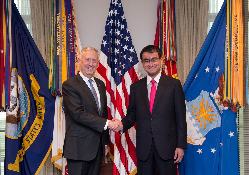 Defense Secretary James N. Mattis meets with Japanese Foreign Minister Taro Kono