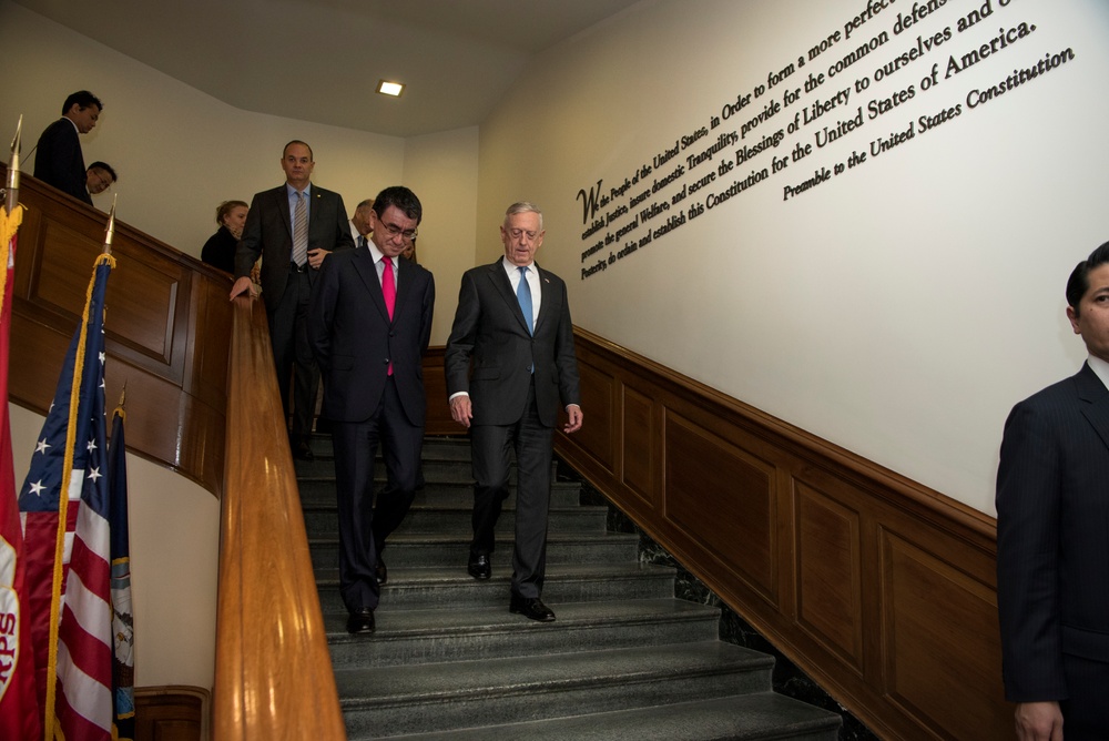Defense Secretary James N. Mattis meets with Japanese Foreign Minister Taro Kono