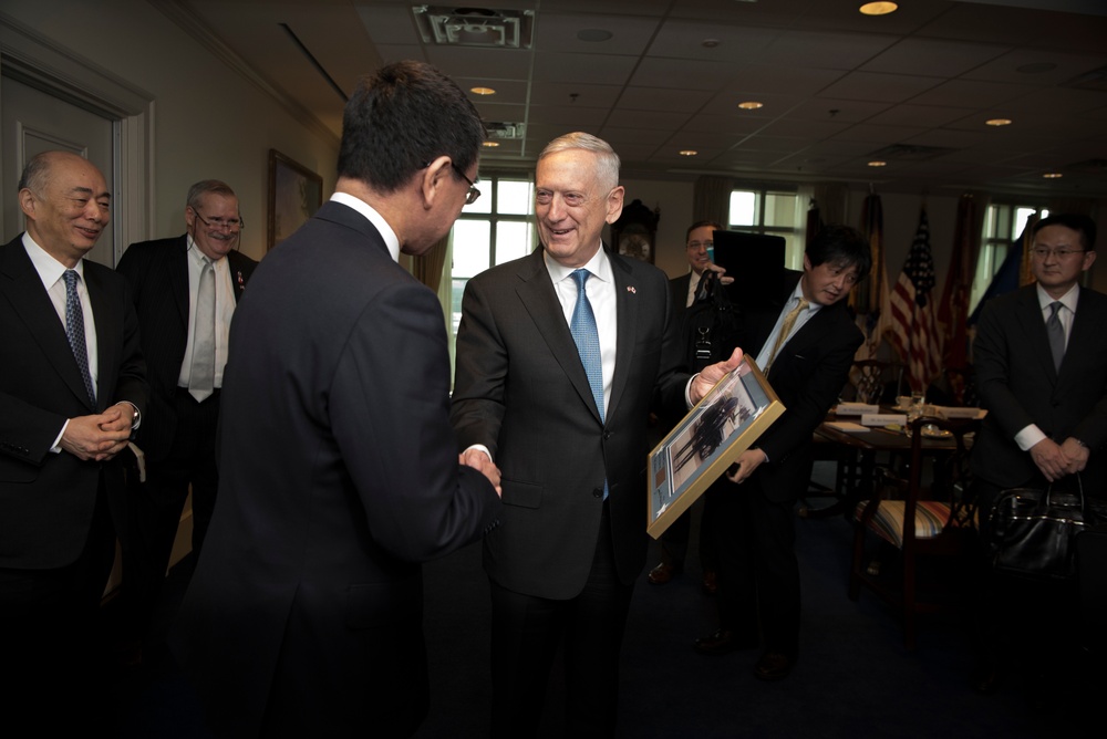 Defense Secretary James N. Mattis meets with Japanese Foreign Minister Taro Kono