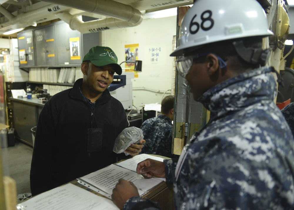 Nimitz Safety Sailor Issues Respirator
