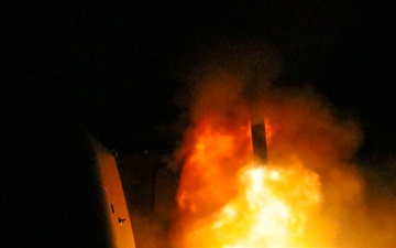 USS Monterey (CG 61) fires a Tomahawk land attack missile
