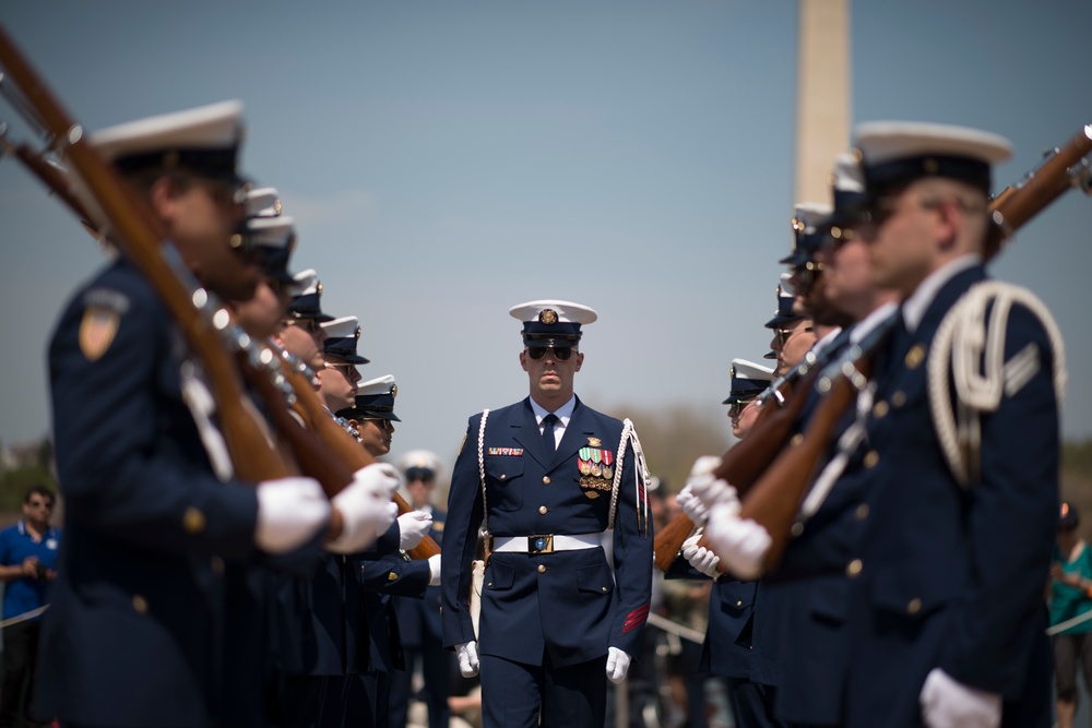 Joint Service Drill Team Exhibition Takes Place at Jefferson Memorial