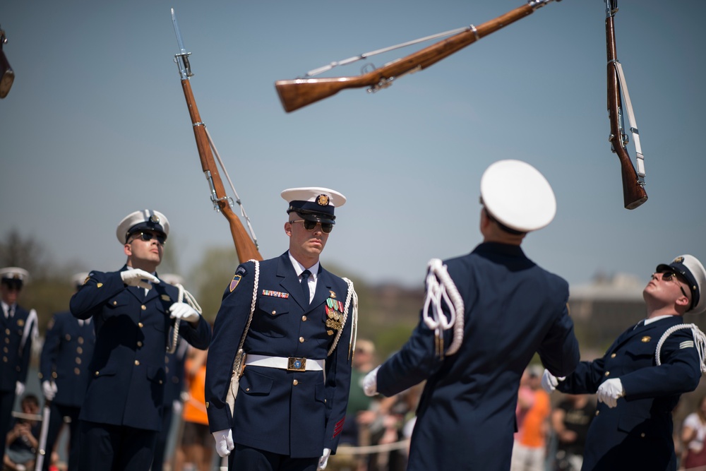 Joint Service Drill Team Exhibition Takes Place at Jefferson Memorial