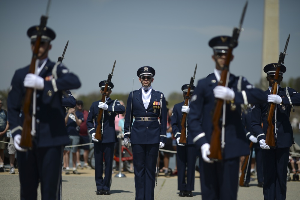 Joint Service Drill Team Exhibition Takes Place at Jefferson Memorial