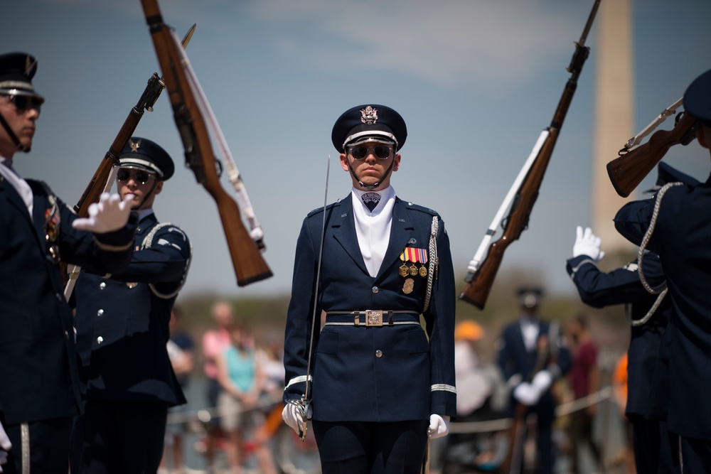 Joint Service Drill Team Exhibition Takes Place at Jefferson Memorial