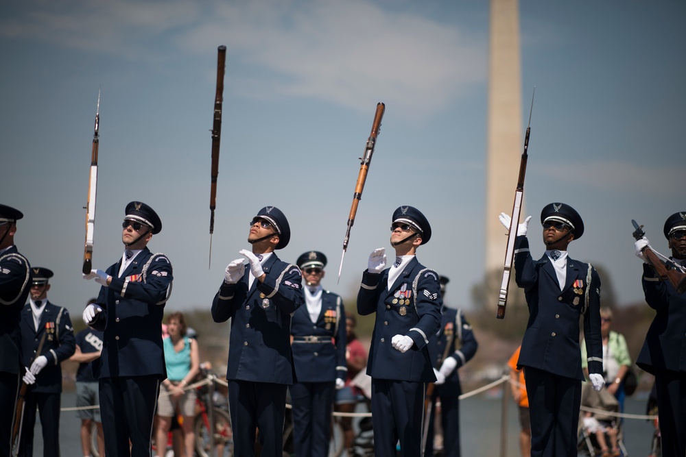 Joint Service Drill Team Exhibition Takes Place at Jefferson Memorial