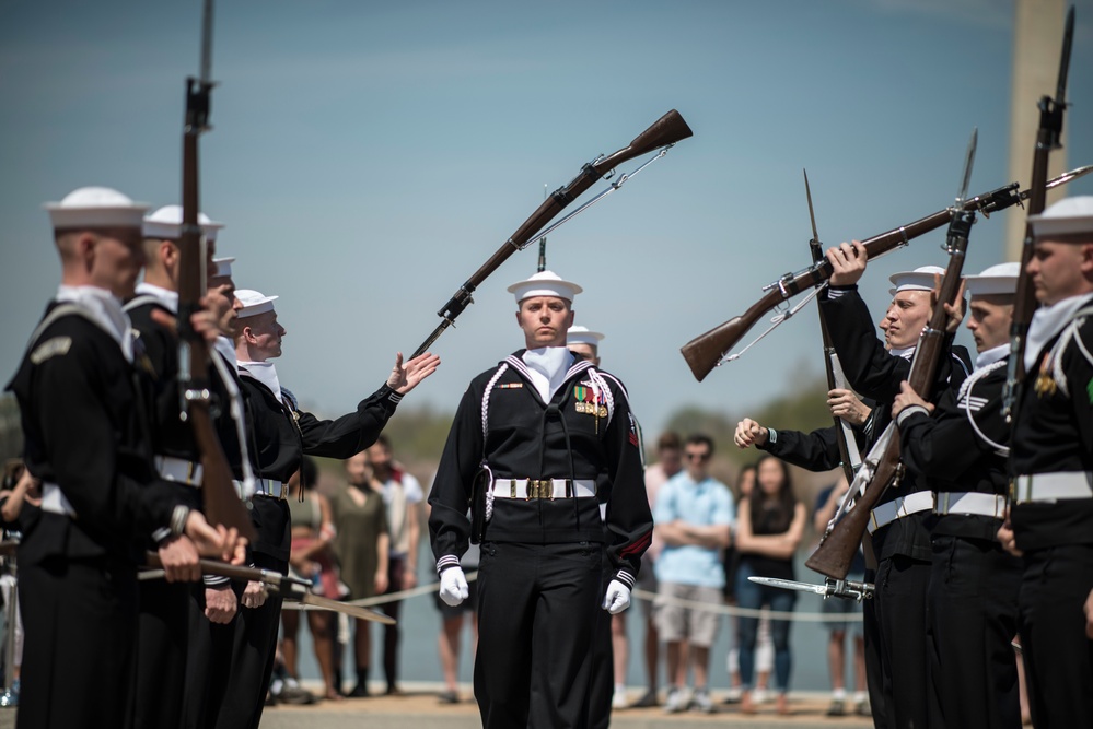 Joint Service Drill Team Exhibition Takes Place at Jefferson Memorial