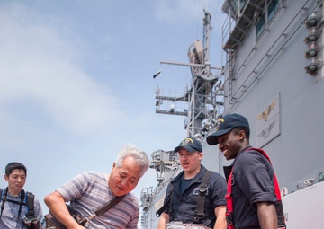 USS Bonhomme Richard (LHD 6) hosts open ship tours during White Beach Festival in Okinawa, Japan.