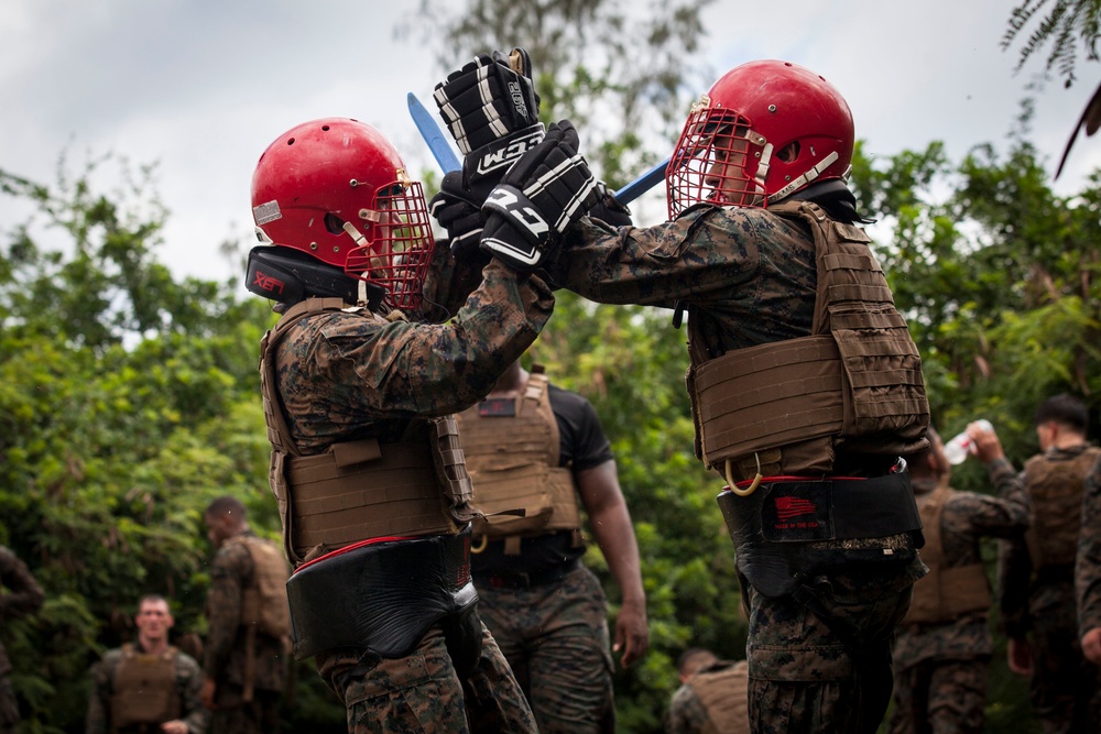 Together as a team, Hawaii Marines receive instructor tab