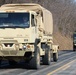 Convoy of vehicles heading for training at Fort McCoy