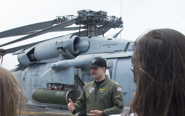 USS Bonhomme Richard (LHD 6) hosts open ship tours during White Beach Festival in Okinawa, Japan.