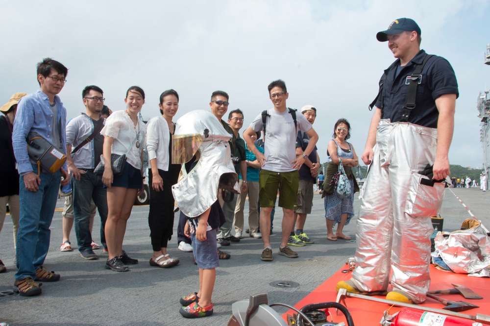 USS Bonhomme Richard (LHD 6) hosts open ship tours during White Beach Festival in Okinawa, Japan.