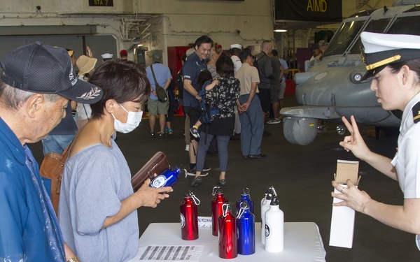 USS Bonhomme Richard (LHD 6) hosts open ship tours during White Beach Festival in Okinawa, Japan.