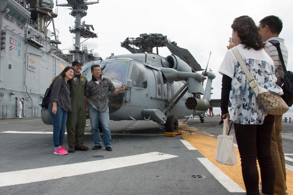 USS Bonhomme Richard (LHD 6) hosts open ship tours during White Beach Festival in Okinawa, Japan.