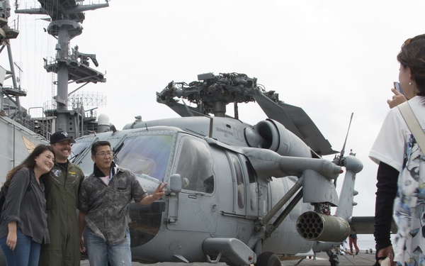 USS Bonhomme Richard (LHD 6) hosts open ship tours during White Beach Festival in Okinawa, Japan.