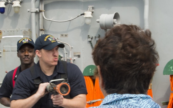 USS Bonhomme Richard (LHD 6) hosts open ship tours during White Beach Festival in Okinawa, Japan.