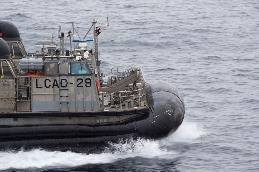 Naval Beach Unit (NBU) 7 departs USS Bonhomme Richard (LHD 6) for the final time.