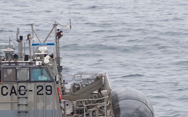 Naval Beach Unit (NBU) 7 departs USS Bonhomme Richard (LHD 6) for the final time.